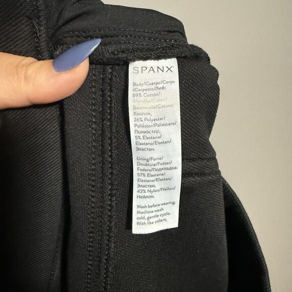 Spanx Women Skinny Leg Elastic Waist Denim Jegging Black Large Waist 31" Stretch - Picture 10 of 11